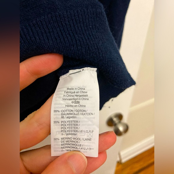 J. Crew Mercantile Men's Wool Cotton Blend Sweater Navy Size Medium - Picture 4 of 6